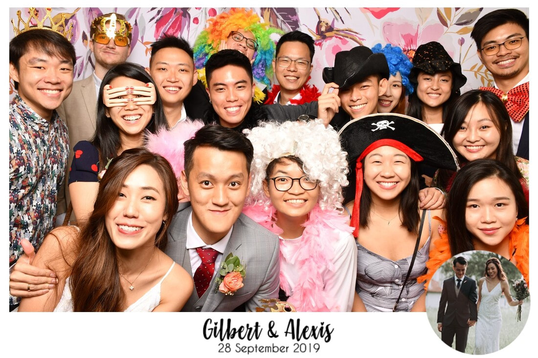 wedding photobooth singapore with floral backdrop design
