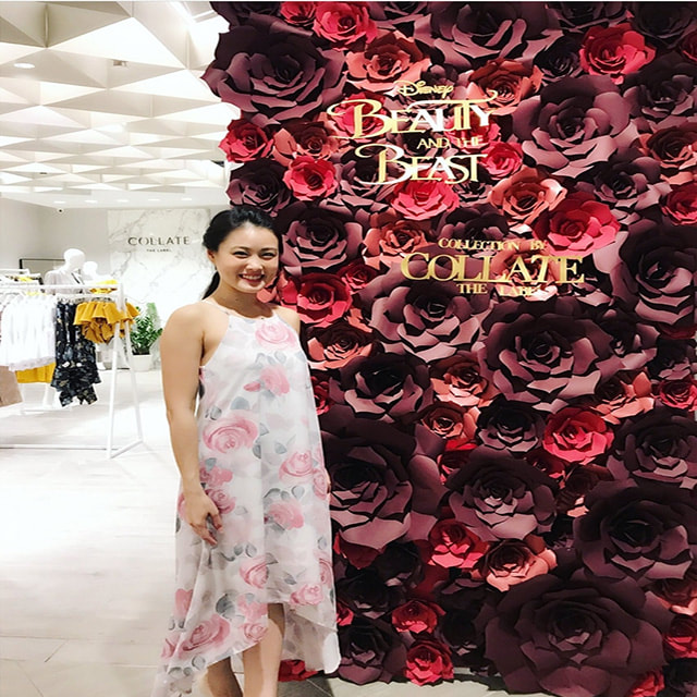 beauty and the beast paper flower wall set up papermeister